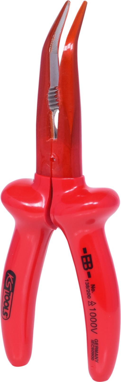 KS Tools 117.1719 1000V Flachrundzange, beschichteter Arbeitskopf, gebogen, 200m