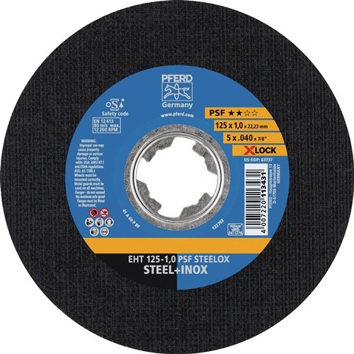PFERD TOOLS 61721101 Trennscheibe X-LOCK PSF STEELOX D125x1mm gerade INOX Bohrun