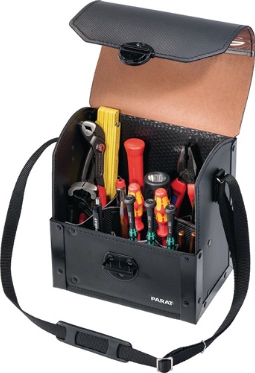 PARAT 30.-581 Werkzeugtasche  B.220xT.140xH.250mm aus Rindleder schwarz 17 Einst