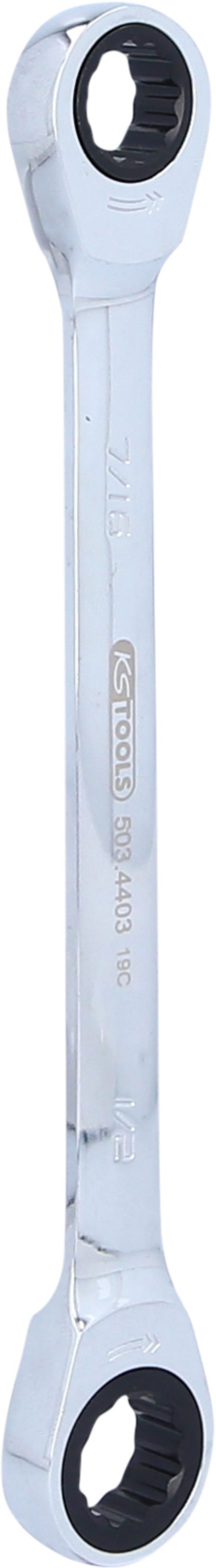 KS Tools 503.4403 GEARplus Doppel-Ratschenringschlüssel, 7/16''x1/2''