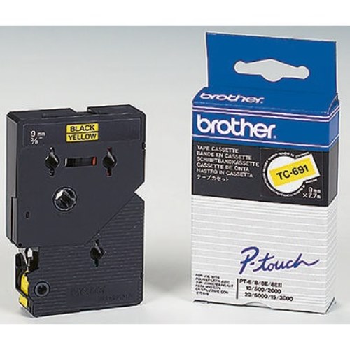 P-touch Schriftbandkassette TC691 9mmx7,7m laminiert sw auf ge
