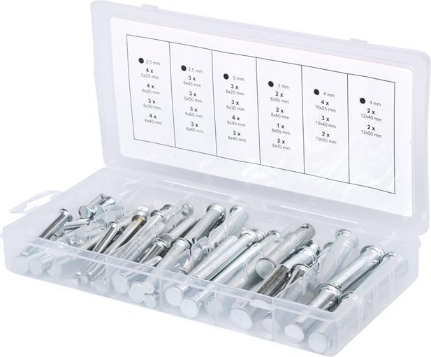 KS Tools 970.0210 Sortiment Sicherungsbolzen, Ø 5-12mm, 21 Größen, 60-tlg.