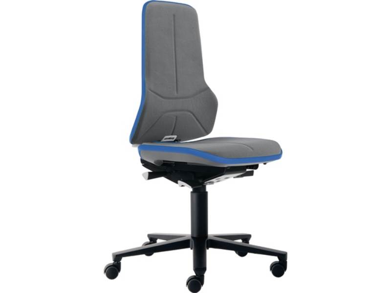 BIMOS 9000454268 Arbeitsdrehstuhl Neon Rollen Supertec-Gewebe grau blau 450-620