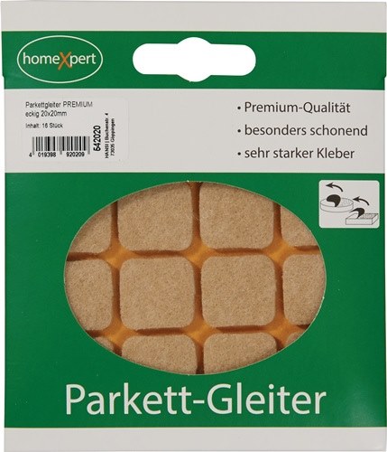 542020 Parkettgleiter 20 x 20 mm Filz natur eckig selbstklebend