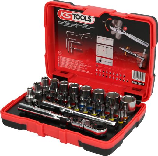 KS Tools 918.3005 1/4'' TORSIONpower Bit-Stecknuss-Box, 33-tlg.