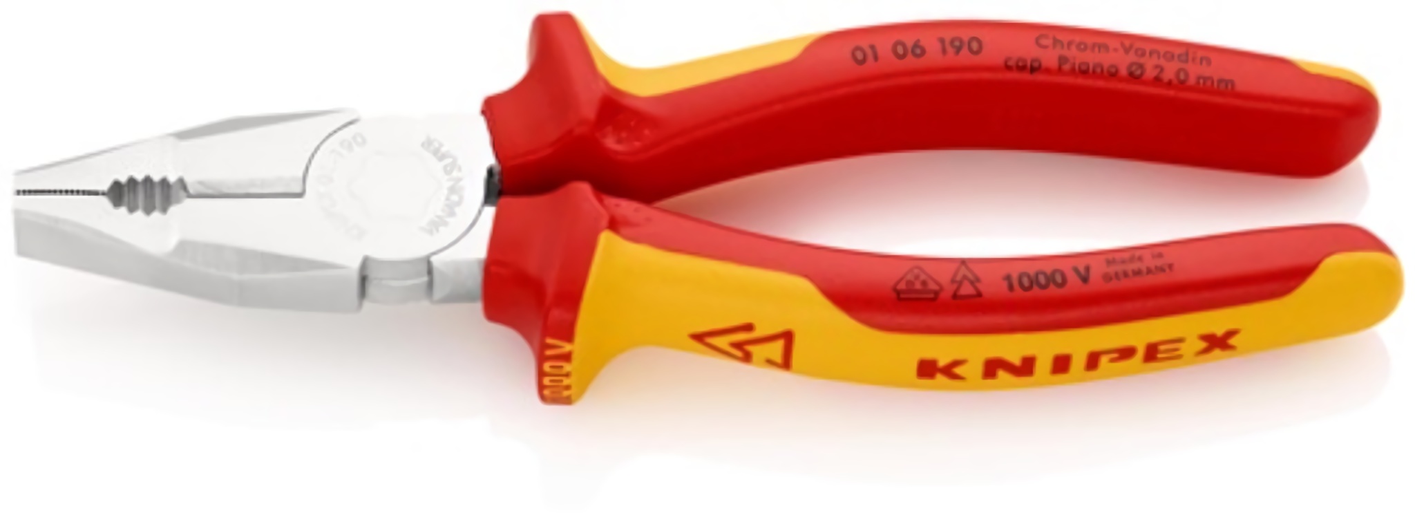 KNIPEX 01 06 190 Kombizange  Länge 190 mm verchromt 2-Komponentenhüllen VDE