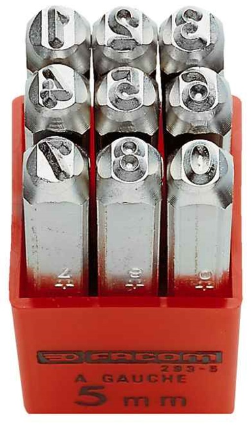 Facom 293A.8 Schlagziffern 0 - 8, Hoehe 8 mm, 9-tlg