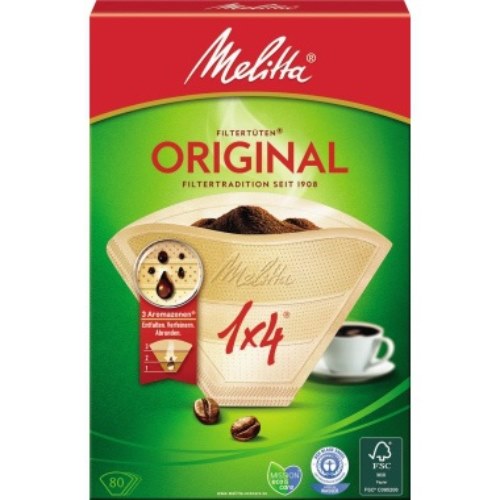 Melitta Kaffeefiltertüte Typ 1x4 206810 naturbraun 80 St./Pack.