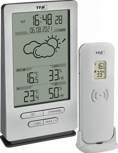 TFA 35.1162.54 Funkwetterstation XENA H145xB82xT47mm silber Kunststoff für innen