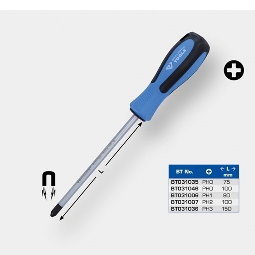Brilliant Tools  BT031006 Schraubendreher Kreuzschlitz, PH1 x 80 mm