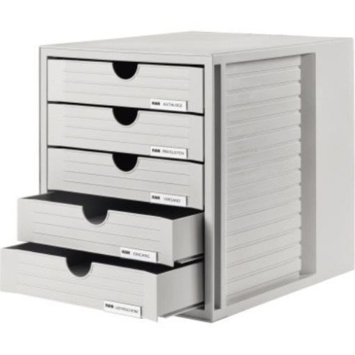 HAN Schubladenbox Systembox 1450-11 DIN C4 5Schubfächer lgr