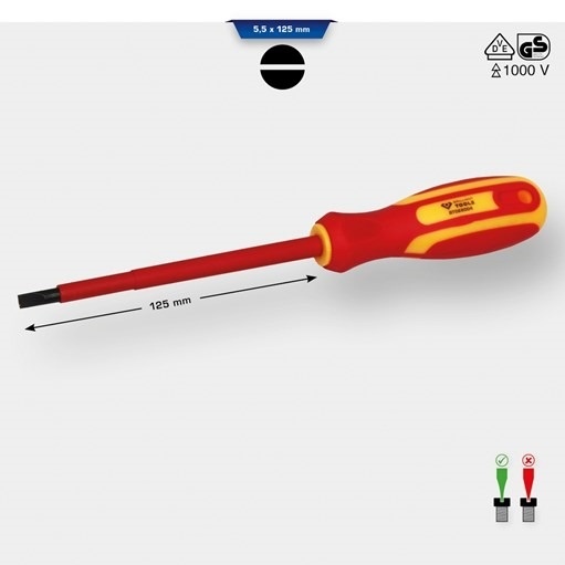 Brilliant Tools  BT068004 VDE Schraubendreher Schlitz 5,5 x 125 mm
