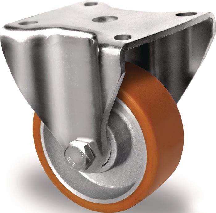 TECWERK  Bockrolle D.80mm Trgf.180kg PU Platte L100xB88mm Farbe Rl.braun TECWERK