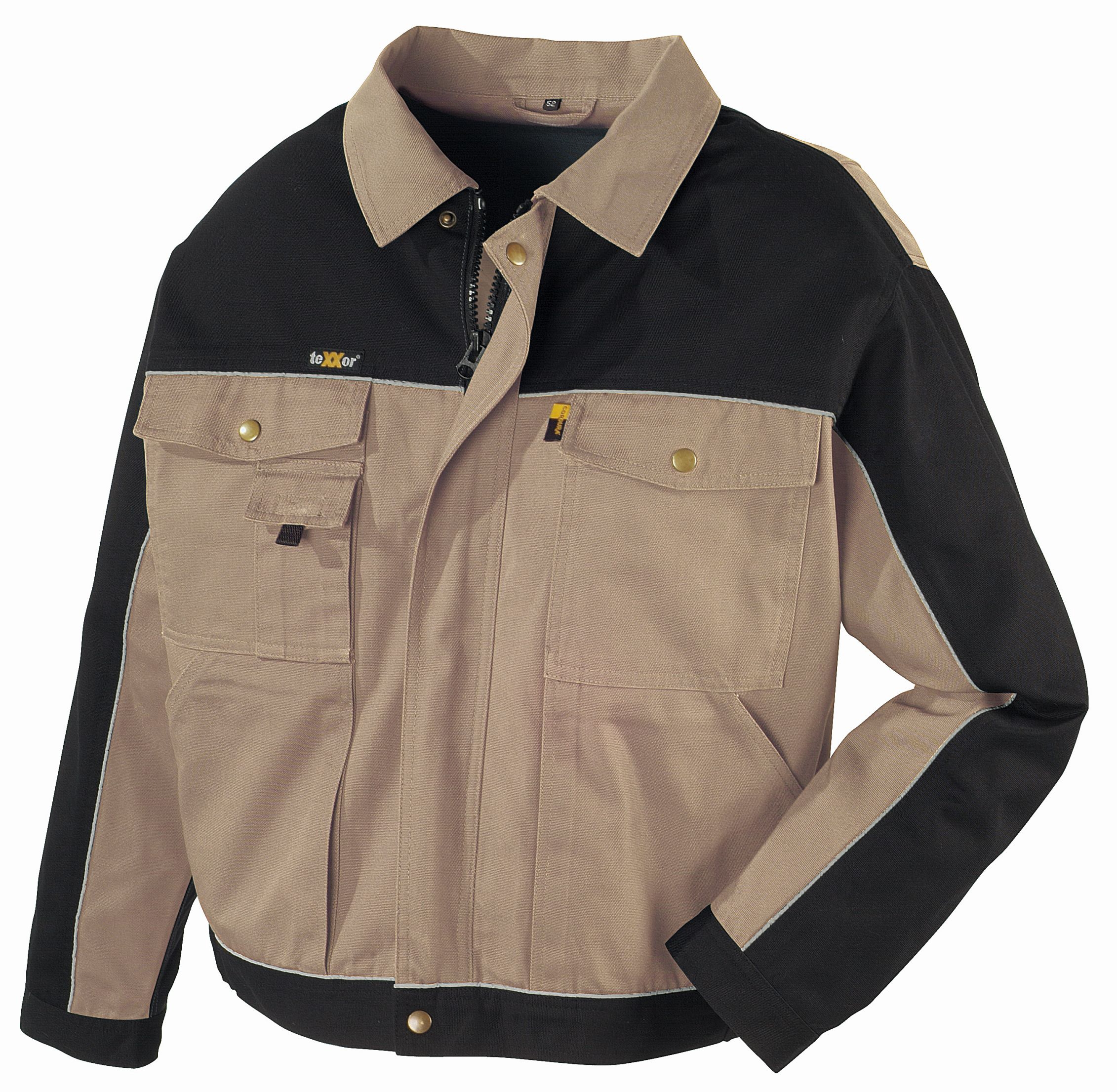 teXXor® Canvas 320 g/m² Bundjacke RIO khaki/schwarz 65% Poly/35% BW 8310 Gr.M