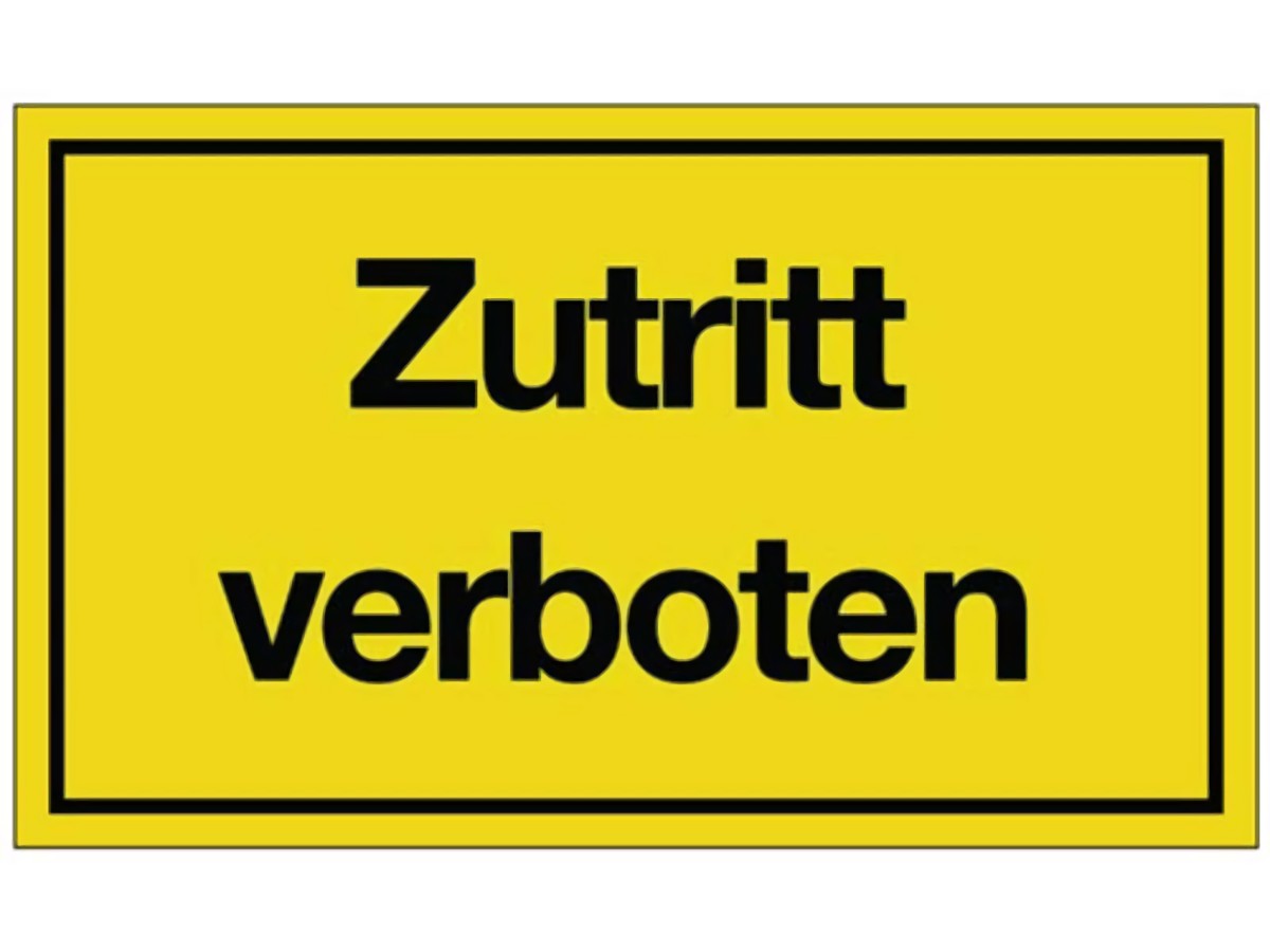 Hinweiszeichen Zutritt verboten L250xB150 mm gelb schwarz Kunststoff