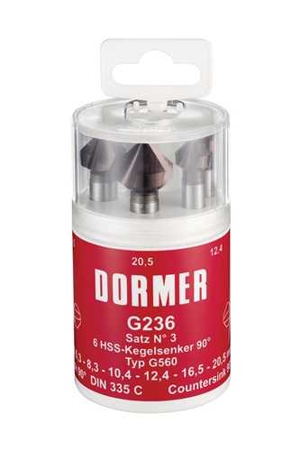 DORMER G2363 Kegelsenkersatz DIN 335 C 90 ° Nr.3 6.3 - 8.3 - 10.4 - 12.4 - 16.5