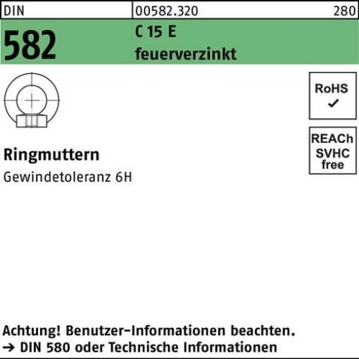 Ringmutter M 16 DIN 582 C 15 E feuerverzinkt