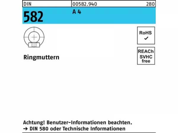 Ringmutter M 16 DIN 582 A 4